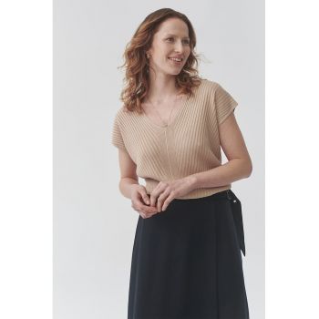 Bluza tricotata din cu decolteu in V