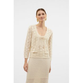 Cardigan crop cu decolteu in V