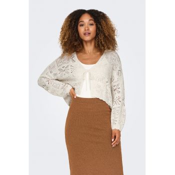 Cardigan tricotat cu insertii de bumbac