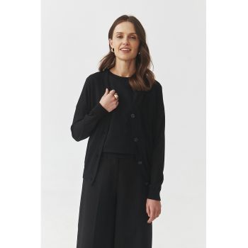 Cardigan tricotat fin cu decolteu in V