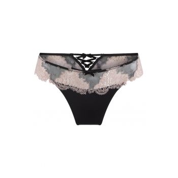 Chiloti tanga cu dantela si funde decorative
