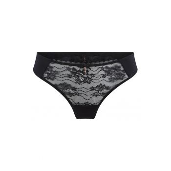 Chiloti tanga transparenti cu dantela