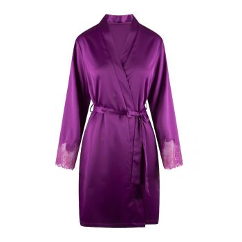 Chimono de satin cu insertii de dantela