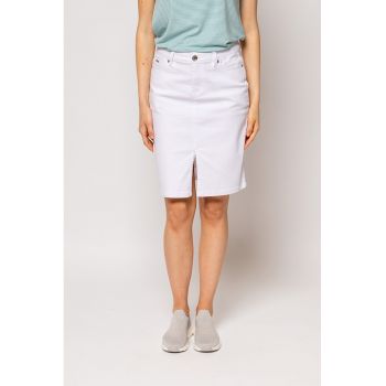 Fusta midi din denim cu slit frontal