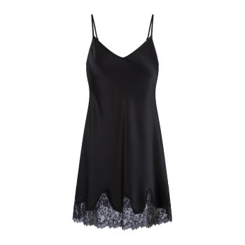 Neglijeu de satin cu insertii de dantela