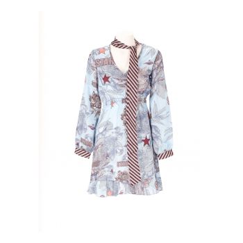 Rochie cu model si terminatie cu volan Rochie cu model si terminatie cu volan