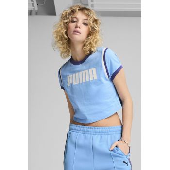 Tricou crop cu imprimeu logo