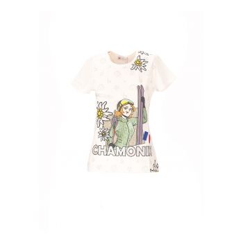 Tricou cu decolteu la baza gatului si imprimeu