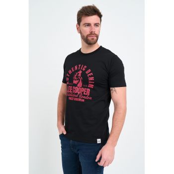 Tricou cu decolteu la baza gatului si imprimeu logo