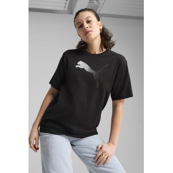 Tricou cu decolteu la baza gatului si imprimeu logo