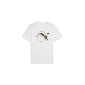 Tricou cu imprimeu logo si decolteu la baza gatului