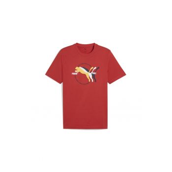 Tricou cu imprimeu logo si decolteu la baza gatului