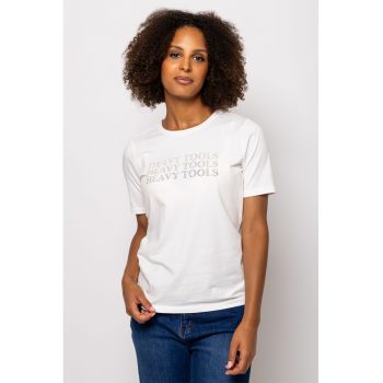 Tricou cu logo si decolteu la baza gatului