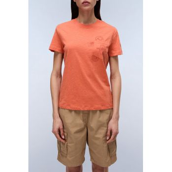 Tricou de bumbac cu buzunar pe piept Eclair