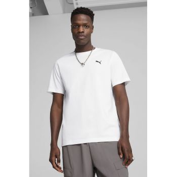Tricou de bumbac cu decolteu la baza gatului
