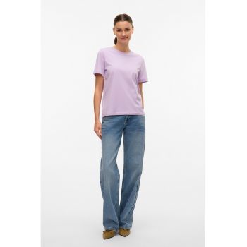Tricou de bumbac organic cu decolteu la baza gatului