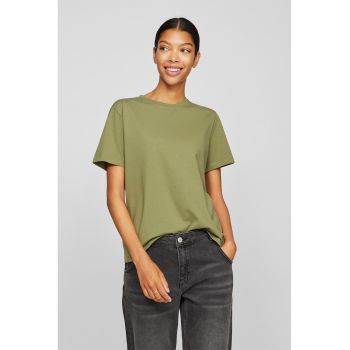 Tricou din amestec de bumbac organic cu decolteu la baza gatului