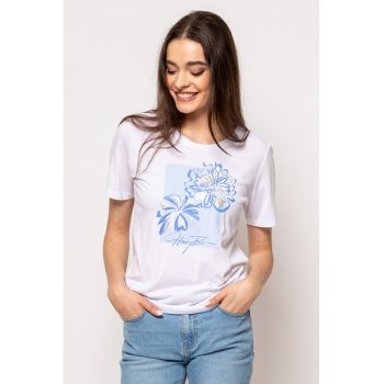 Tricou din amestec de bumbac si modal cu imprimeu floral