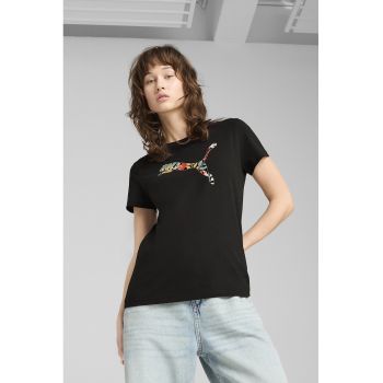 Tricou din bumbac cu decolteu la baza gatului