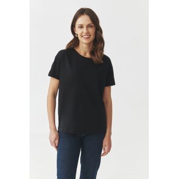 Tricou uni cu decolteu barcuta