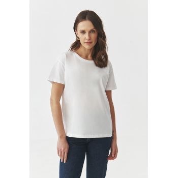 Tricou uni cu decolteu barcuta
