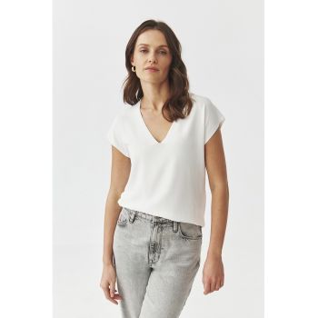 Tricou uni cu decolteu in V