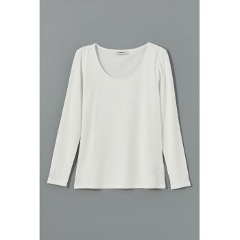 Bluza cu decolteu rotund si model uni
