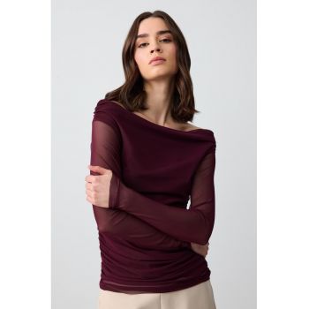 Bluza cu maneci transparente si decolteu pe umeri