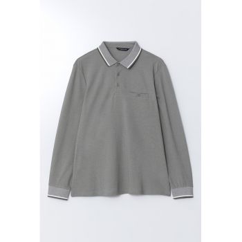 Bluza polo cu buzunar pe piept