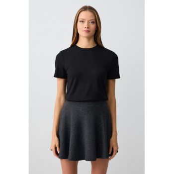 Fusta relaxed fit cu croiala pe bie