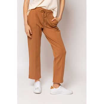 Pantaloni crop cu snur in talie