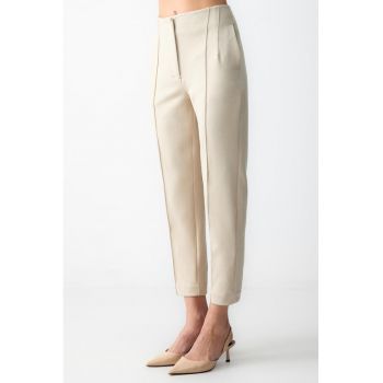 Pantaloni crop cu talie inalta