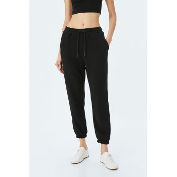 Pantaloni de trening cu snur si talie inalta
