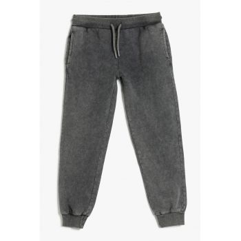 Pantaloni de trening din bumbac cu snur in talie
