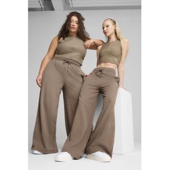 Pantaloni evazati din amestec de bumbac cu talie elastica