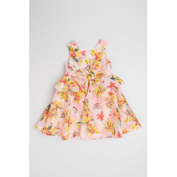 Rochie cu model floral si funda