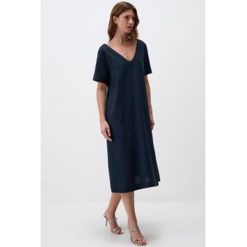 Rochie din amestec de in cu decolteu in V