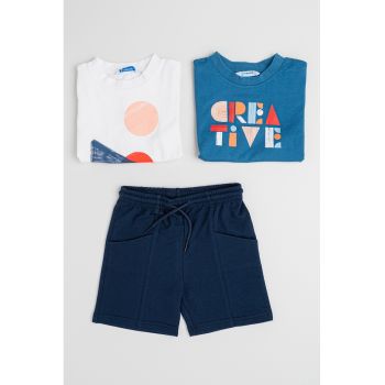 Set de tricou si pantaloni scurti cu buzunare oblice