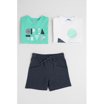 Set de tricou si pantaloni scurti cu buzunare oblice