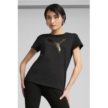 Tricou cu decolteu la baza gatului si imprimeu logo