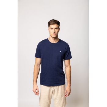 Tricou de bumbac cu decolteu la baza gatului