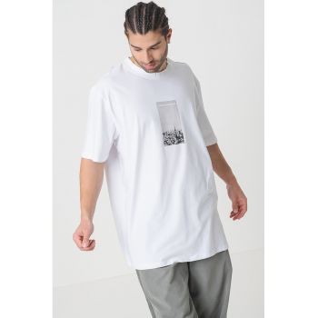 Tricou din amestec de bumbac cu maneci cazute