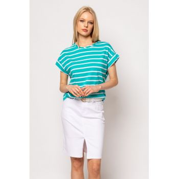 Tricou din amestec de bumbac si modal in dungi