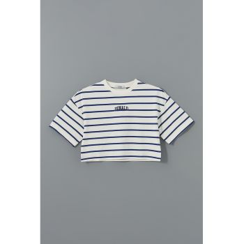 Tricou lejer crop cu imprimeu desene animate