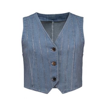 Vesta de denim cu nasturi