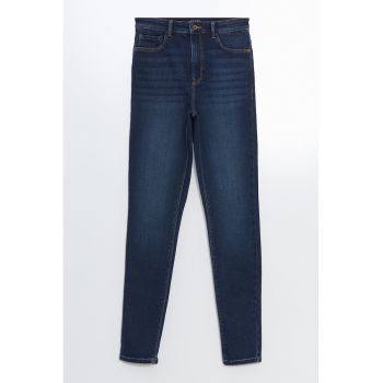 Blugi skinny cu aspect decolorat