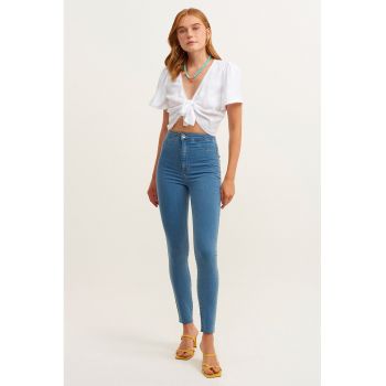 Blugi skinny cu talie inalta