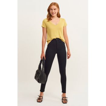 Blugi skinny cu talie inalta