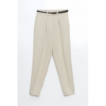 Pantaloni cu talie inalta si buzunare oblice