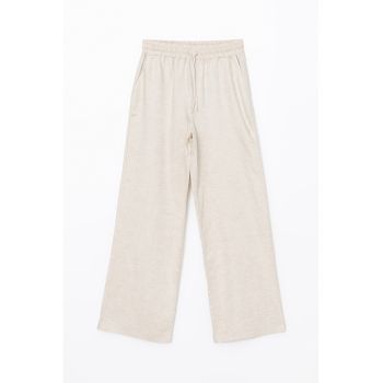Pantaloni din amestec de in cu croiala ampla